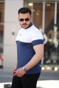 Erkek Yakalı çift Renk Kısa Kollu T-shirt resmi